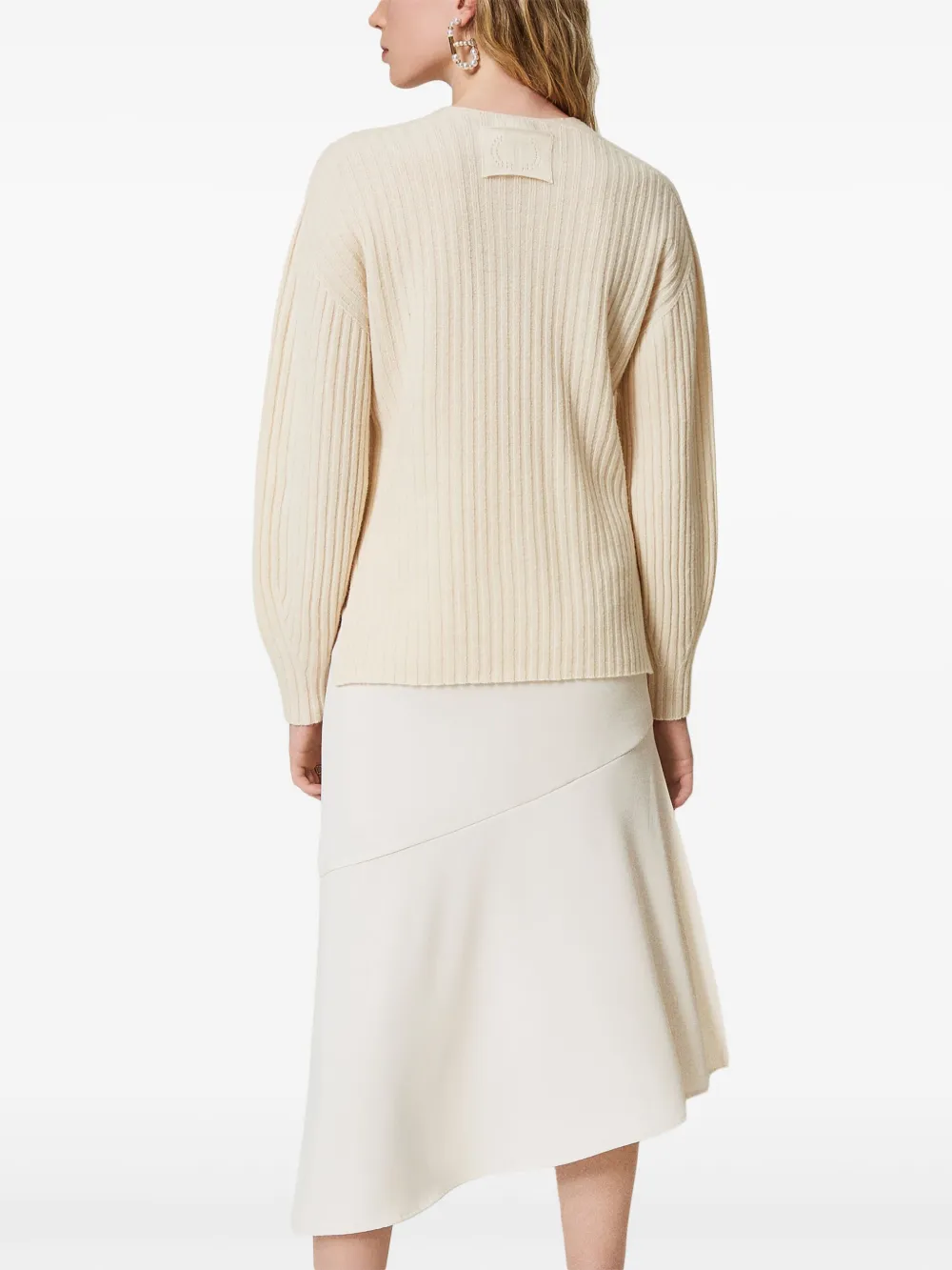 Shop Twinset T Chain Midi Skirt In White