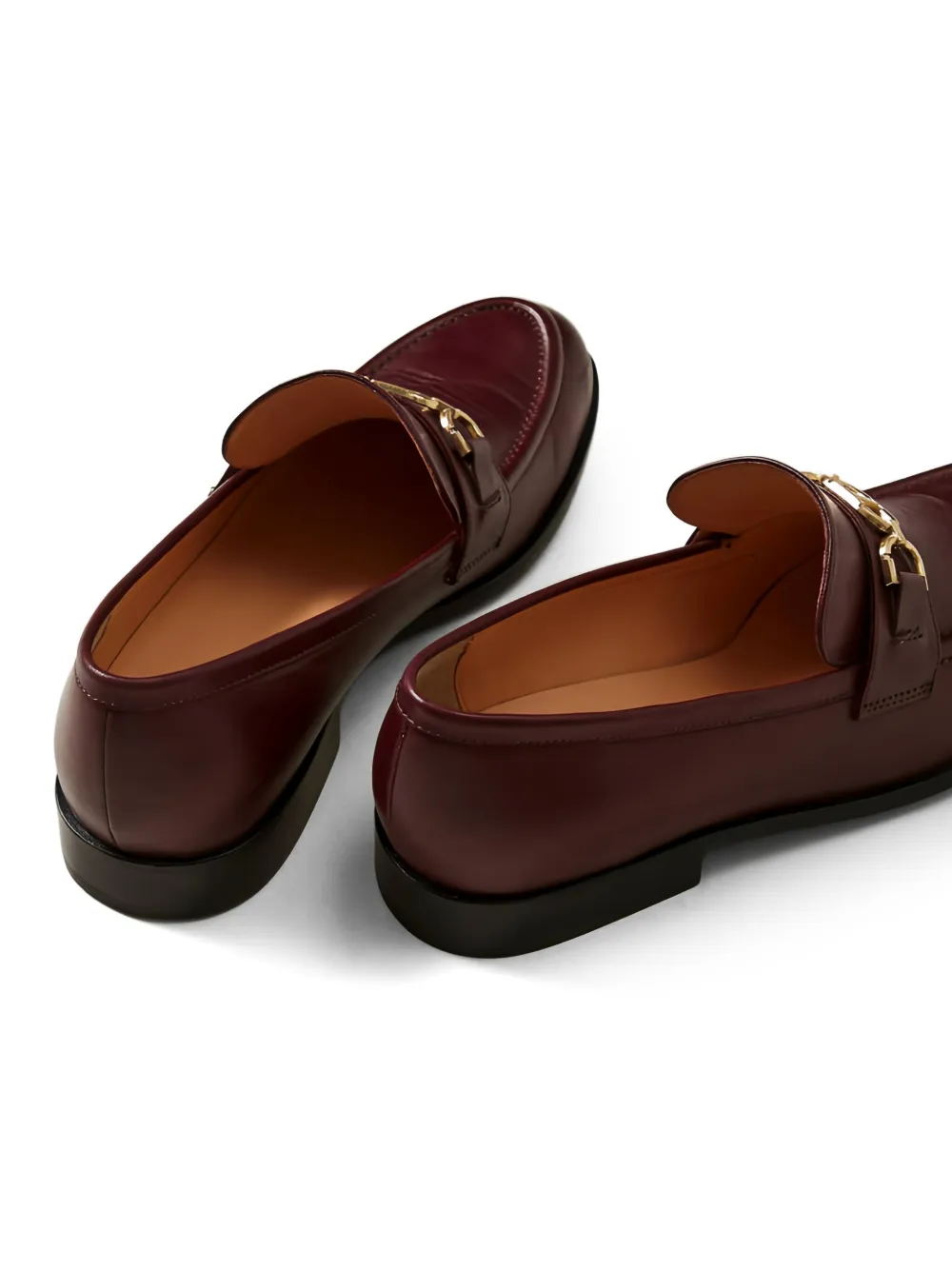 Twinset Oval-t Clasp Leather Loafers In Red