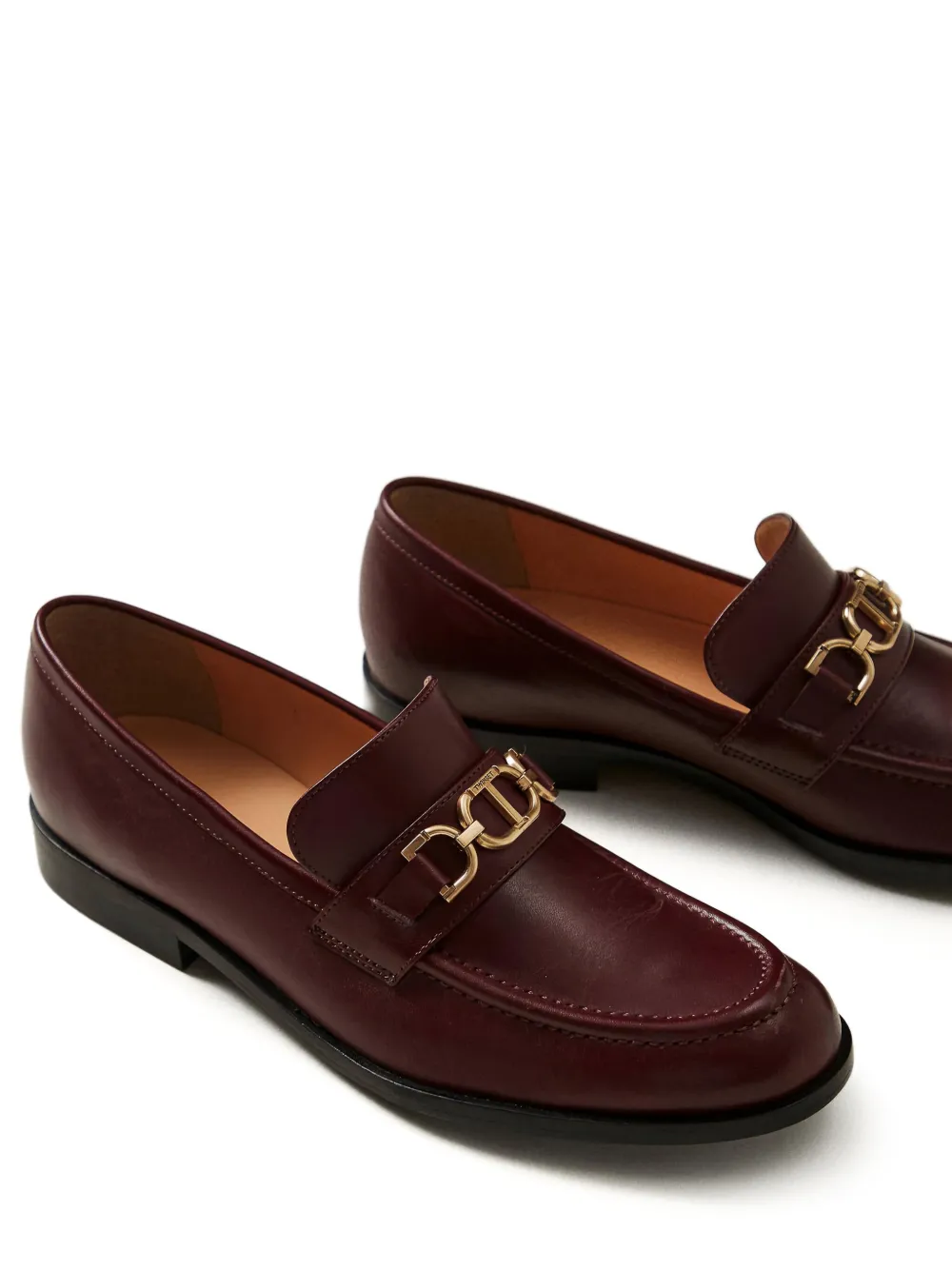 TWINSET Oval-T clasp leather loafers Rood