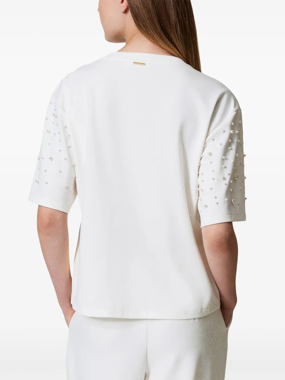 TWINSET T-shirt met pareldetail Wit