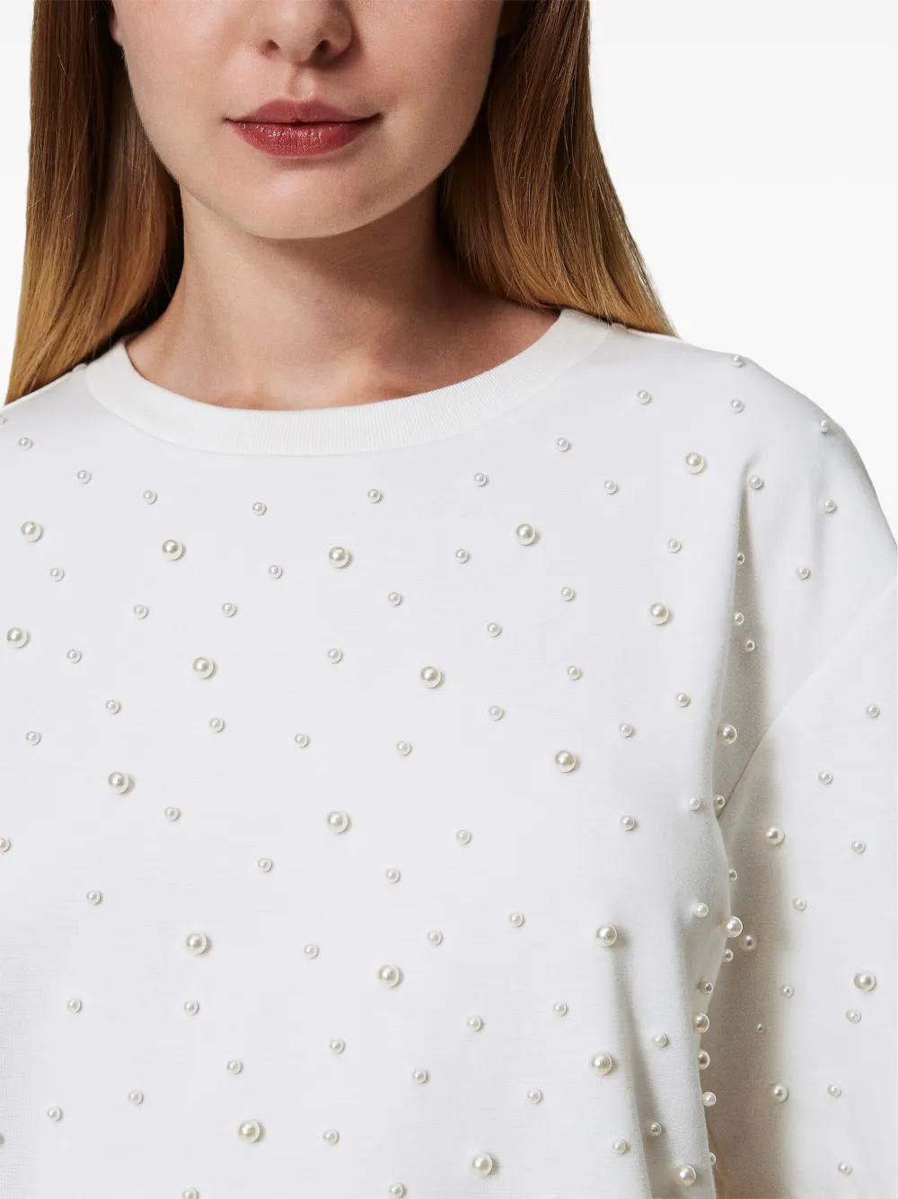 TWINSET T-shirt met pareldetail Wit