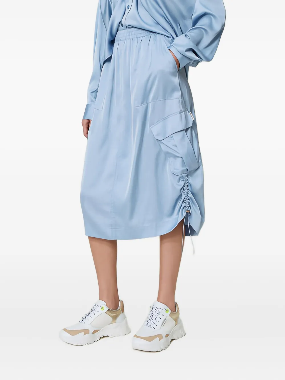 TWINSET Midi-rok met trekkoord aan de zijkanten Blauw