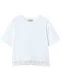 TWINSET macramé-trimmed cropped T-shirt - White