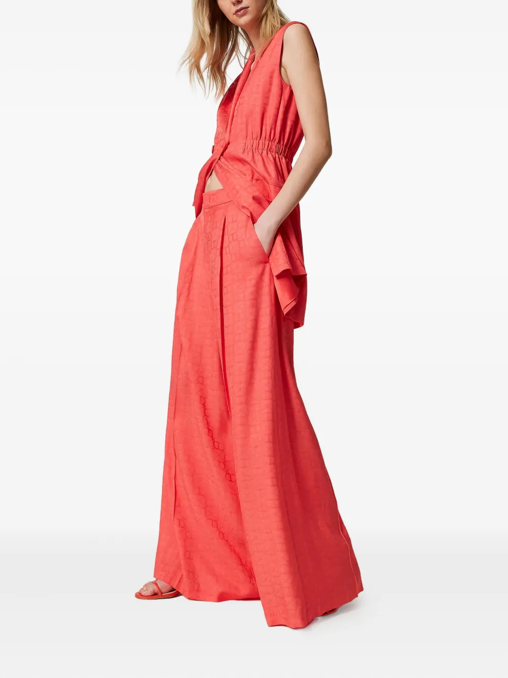 TWINSET Palazzo broek met T-jacquard Roze