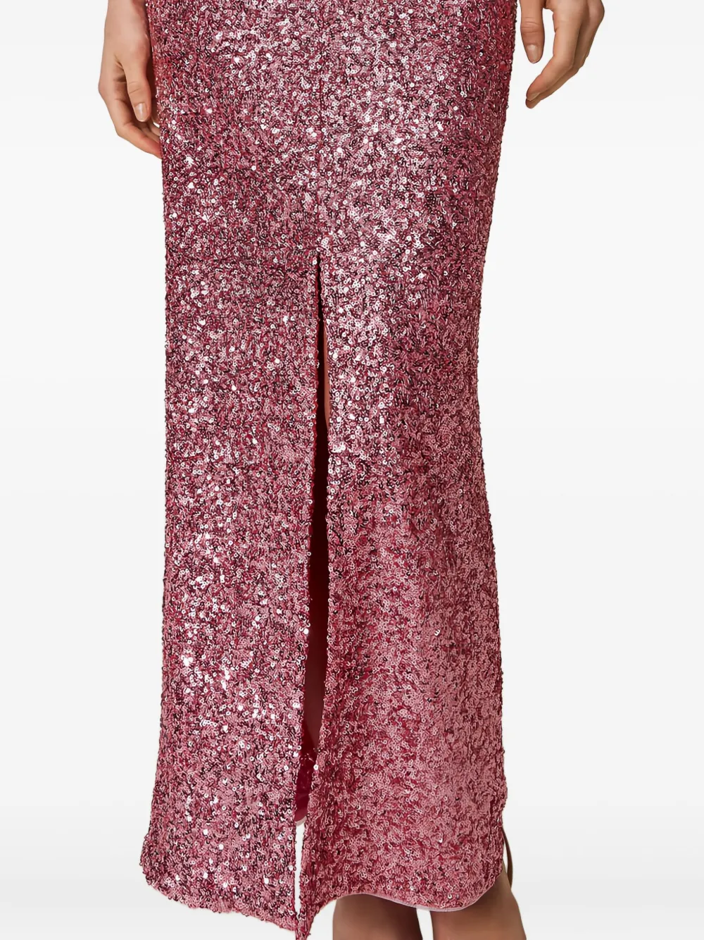 Twinset Sequin-embellished Split Maxi Skirt In Red
