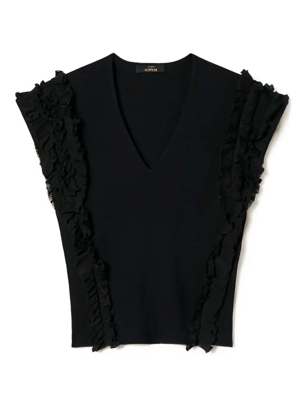 TWINSET ribbed ruffle top | Black | Image 1