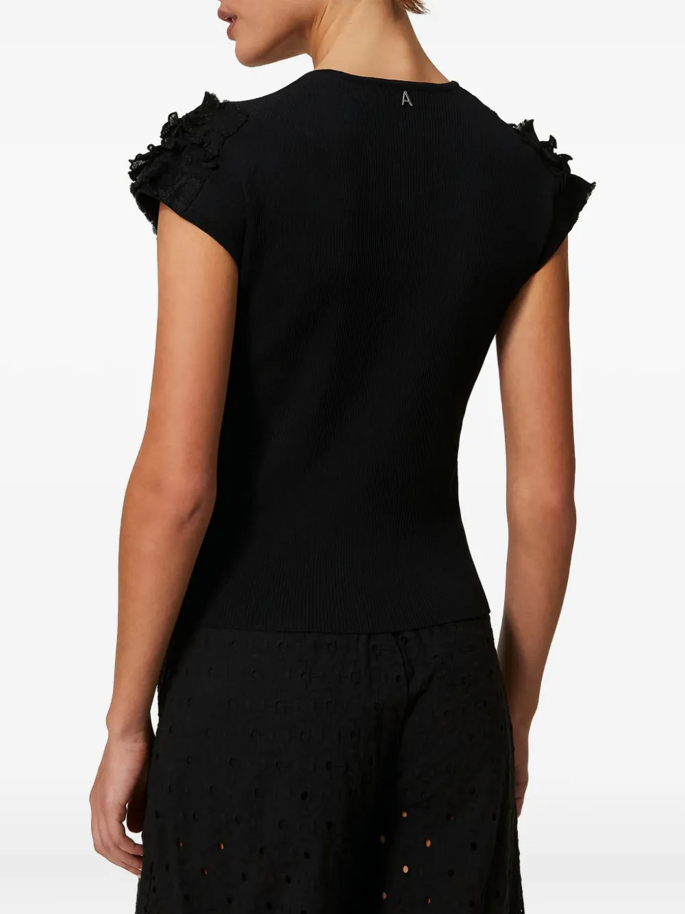 TWINSET Ribgebreide top met ruches Zwart