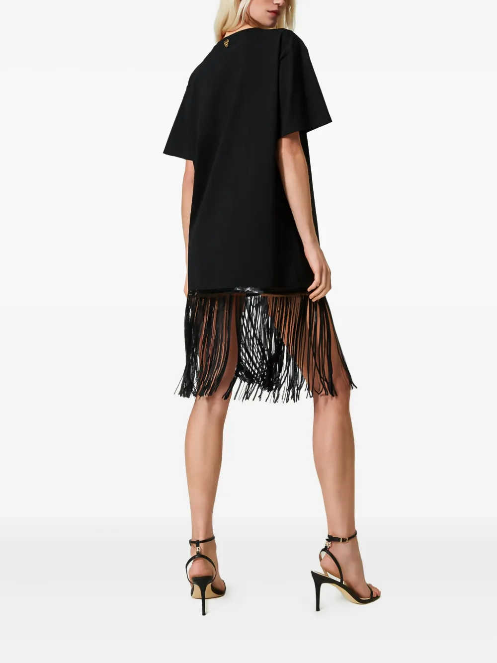 Twinset Sequin-fringe T-shirt In Black