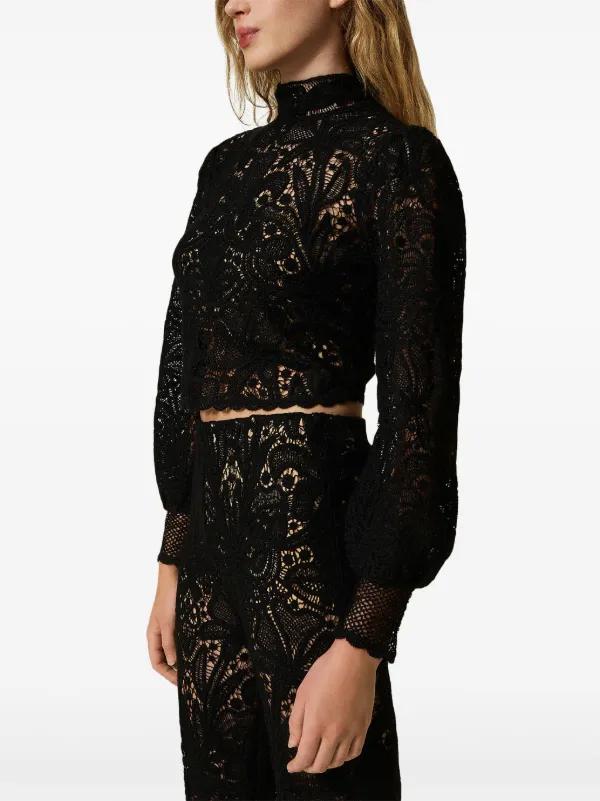 クロシェ トップス 黒 クロシェニットトップス ニット・セーター ADORE