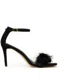 TWINSET 90mm feather-detail leather sandals - Black