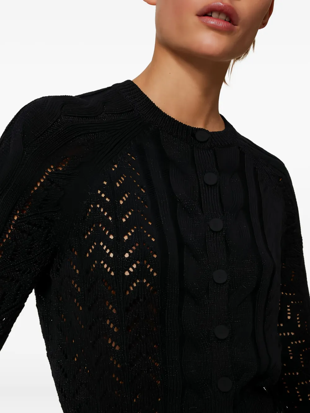 TWINSET Kabelgebreid vest met franje Zwart