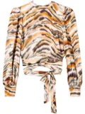 TWINSET tiger-print cropped blouse - Brown