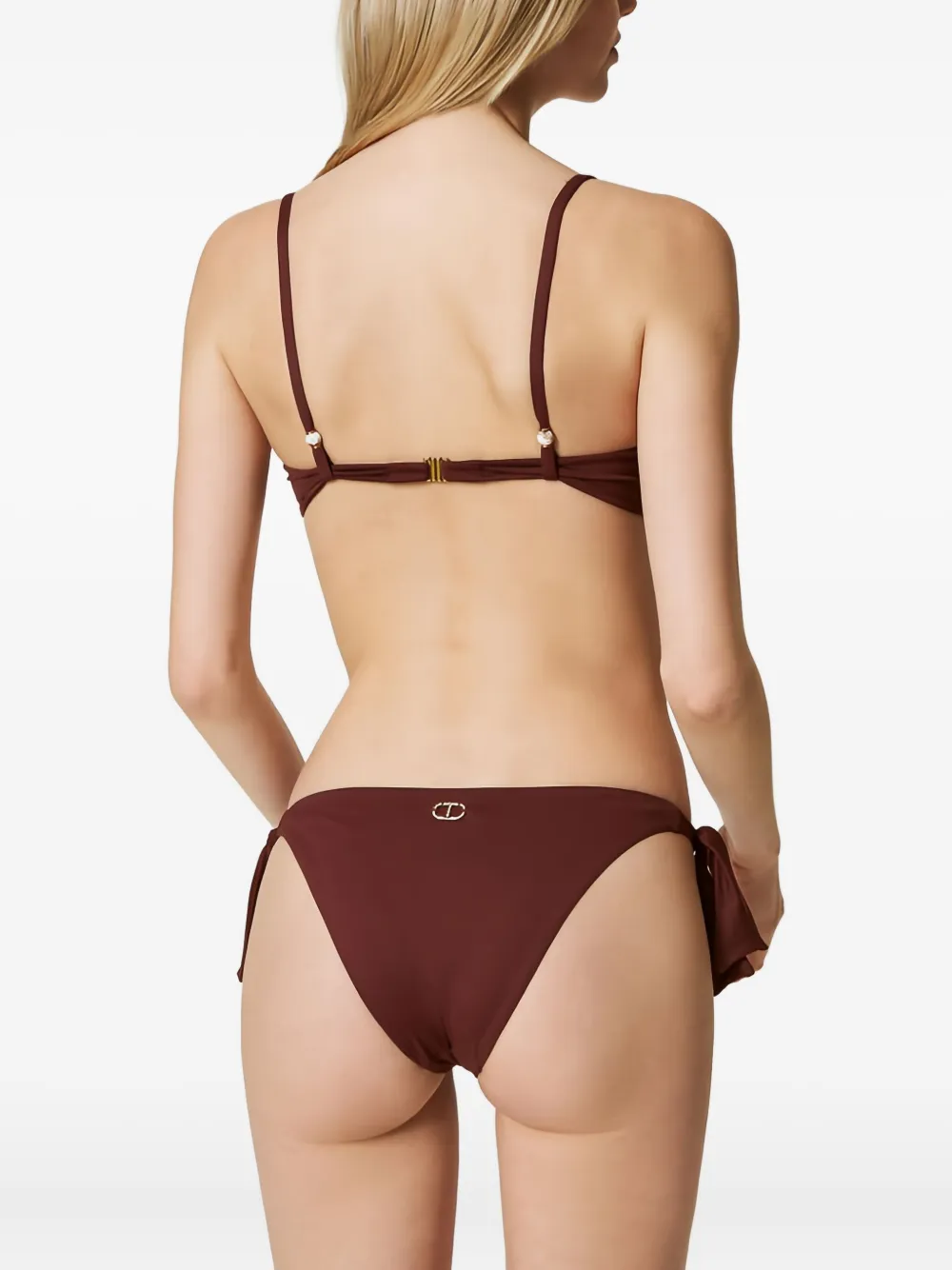 TWINSET Geplooide bandeau bikinitop Bruin