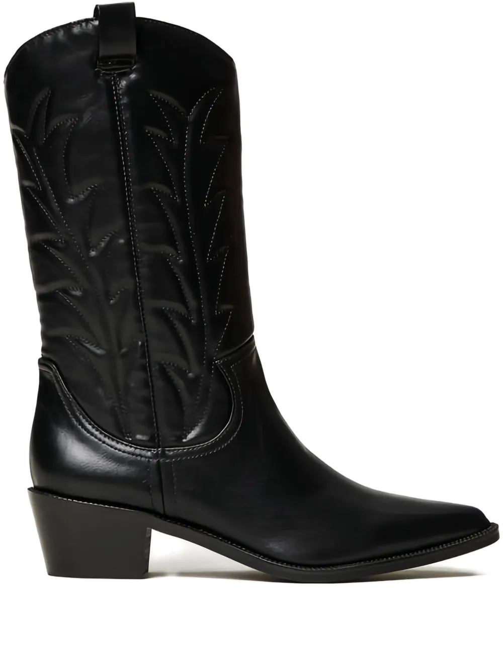 TWINSET 50mm pointed-toe cowboy boots Black