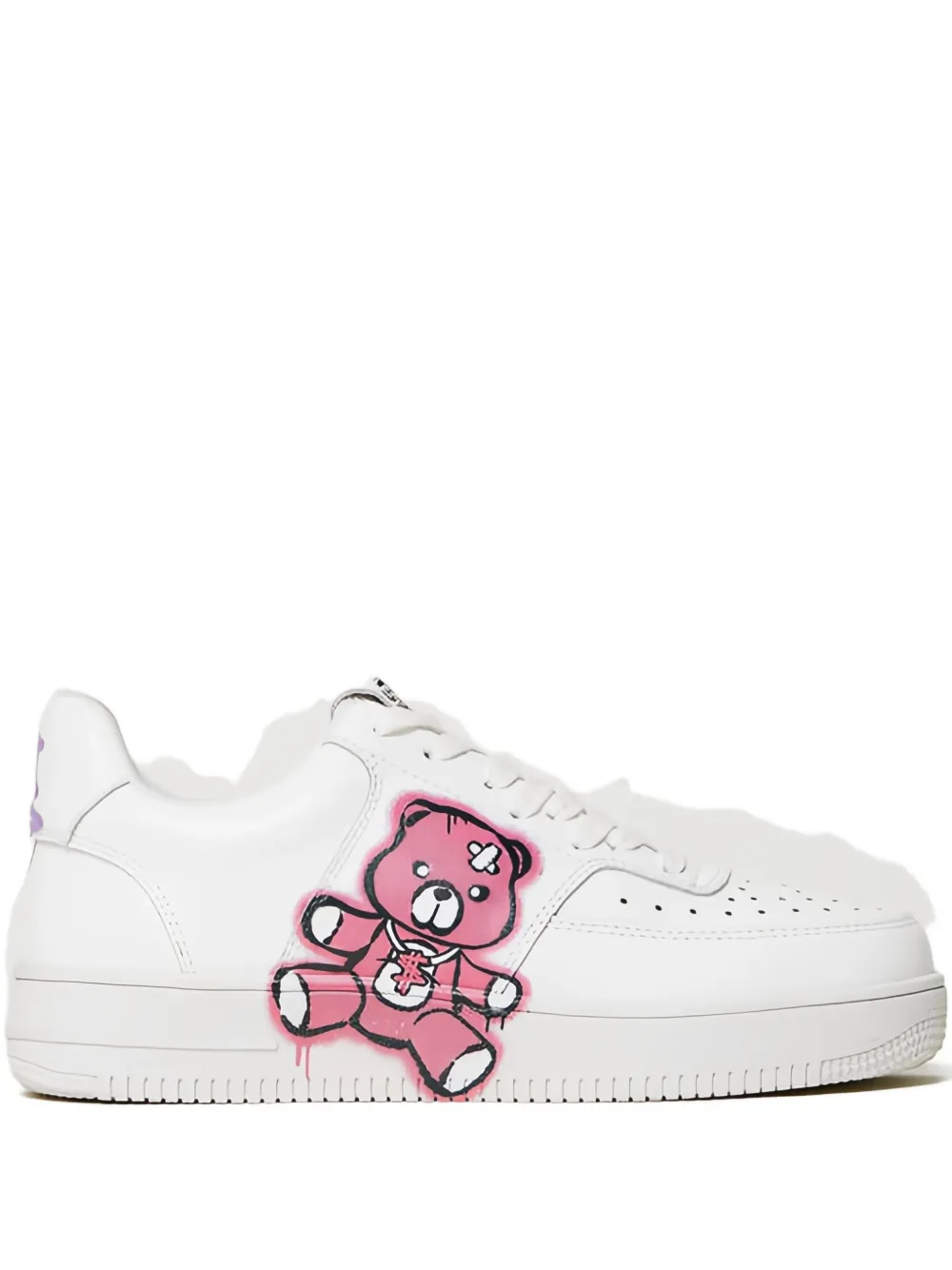 TWINSET bear-print leather sneakers White