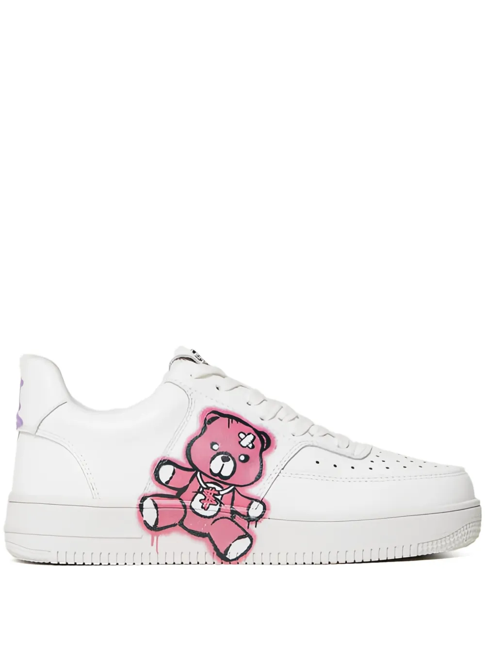 TWINSET Leren sneakers met beerprint Wit