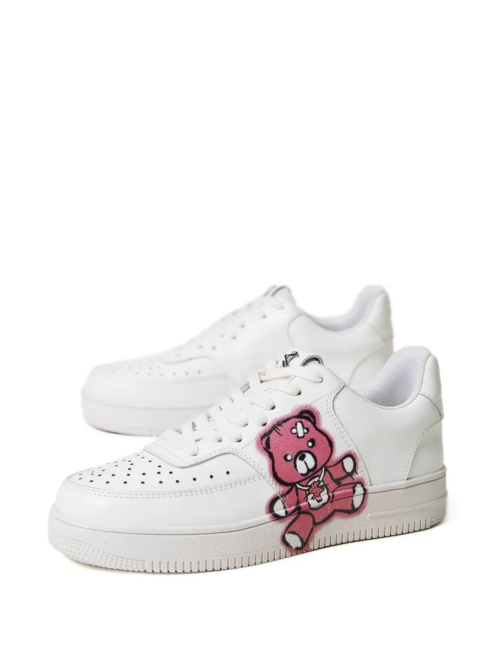 TWINSET Leren sneakers met beerprint - Wit