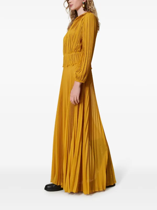 TWINSET Abito Plissettato Giallo FARFETCH IT