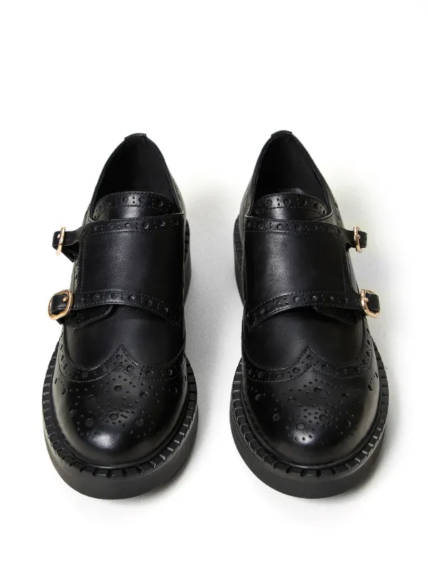 TWINSET double-strap Leather Oxford Shoes Black FARFETCH RO