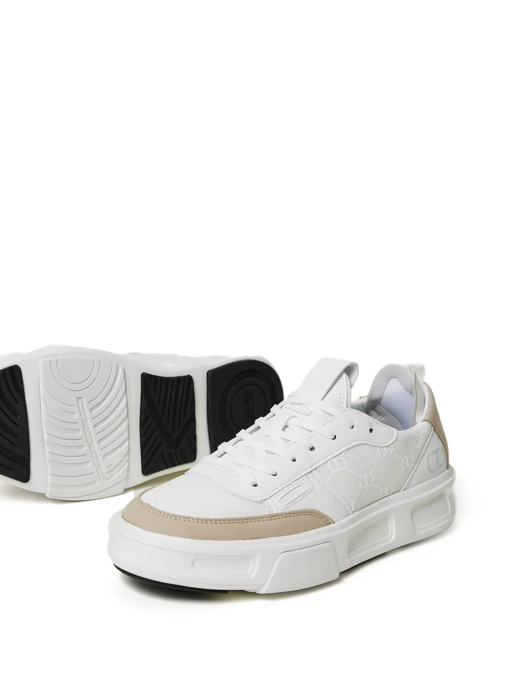 TWINSET Tweekleurige leren sneakers Wit