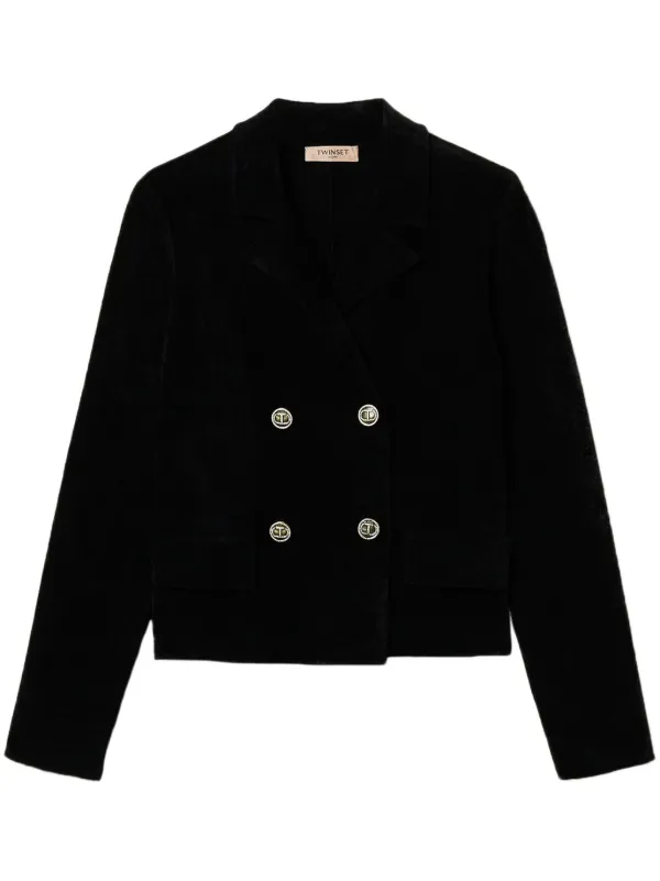 TWINSET Knitted double-breasted Blazer Black FARFETCH JO