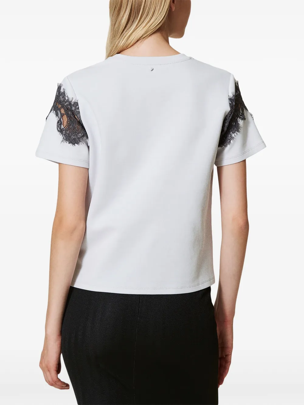 TWINSET T-shirt met kanten detail Grijs