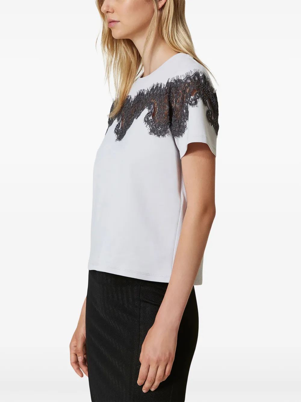 TWINSET T-shirt met kanten detail Grijs