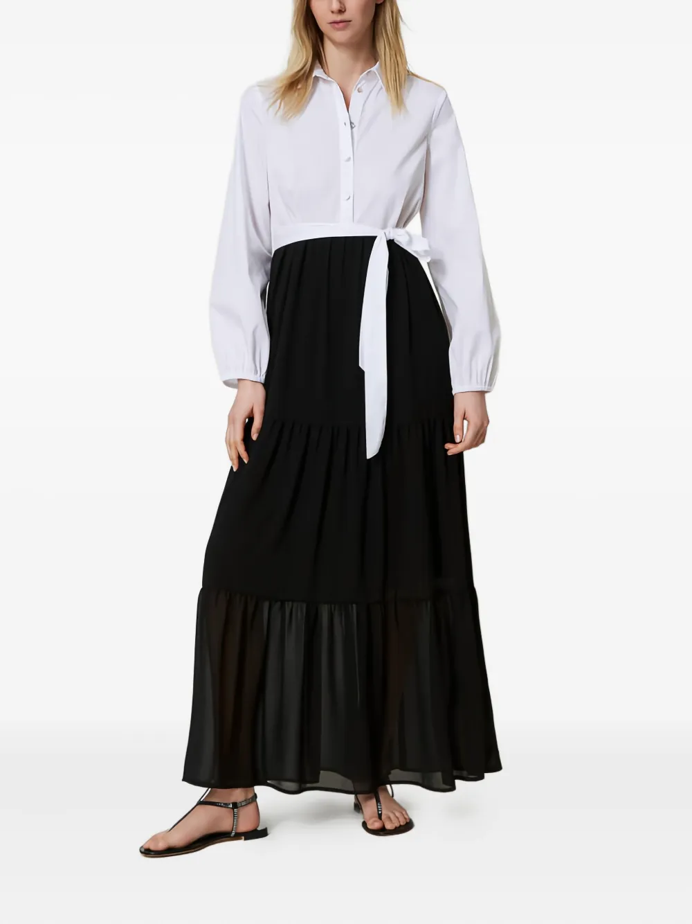 TWINSET Gelaagde maxi-jurk van popeline - Zwart