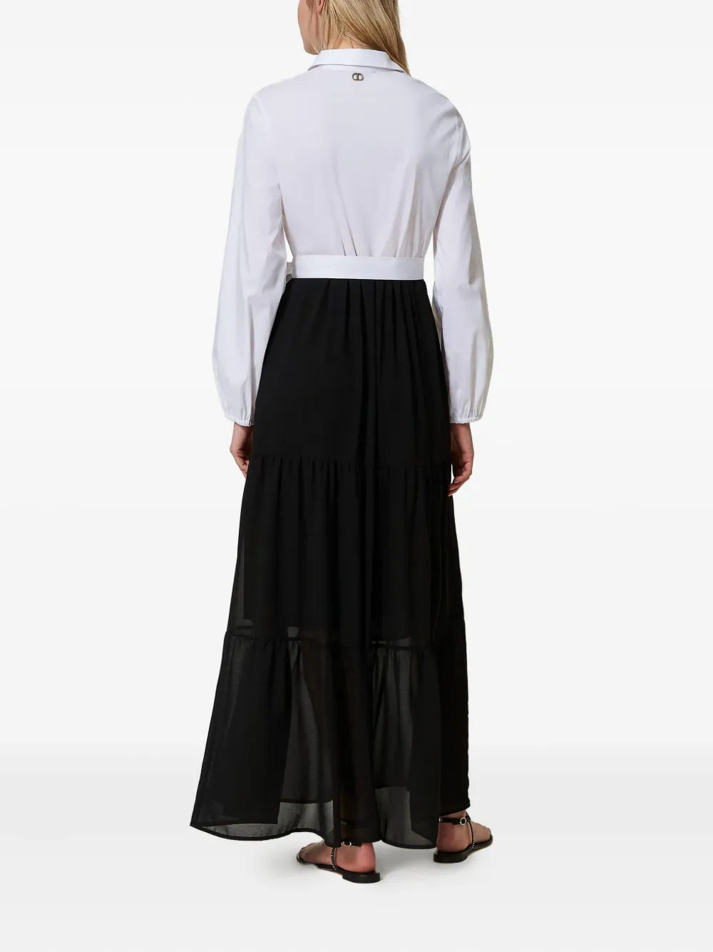 TWINSET Gelaagde maxi-jurk van popeline Zwart