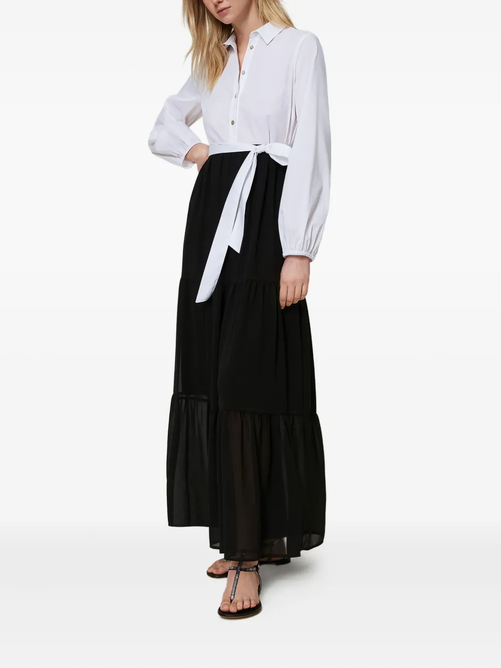 TWINSET Gelaagde maxi-jurk van popeline Zwart