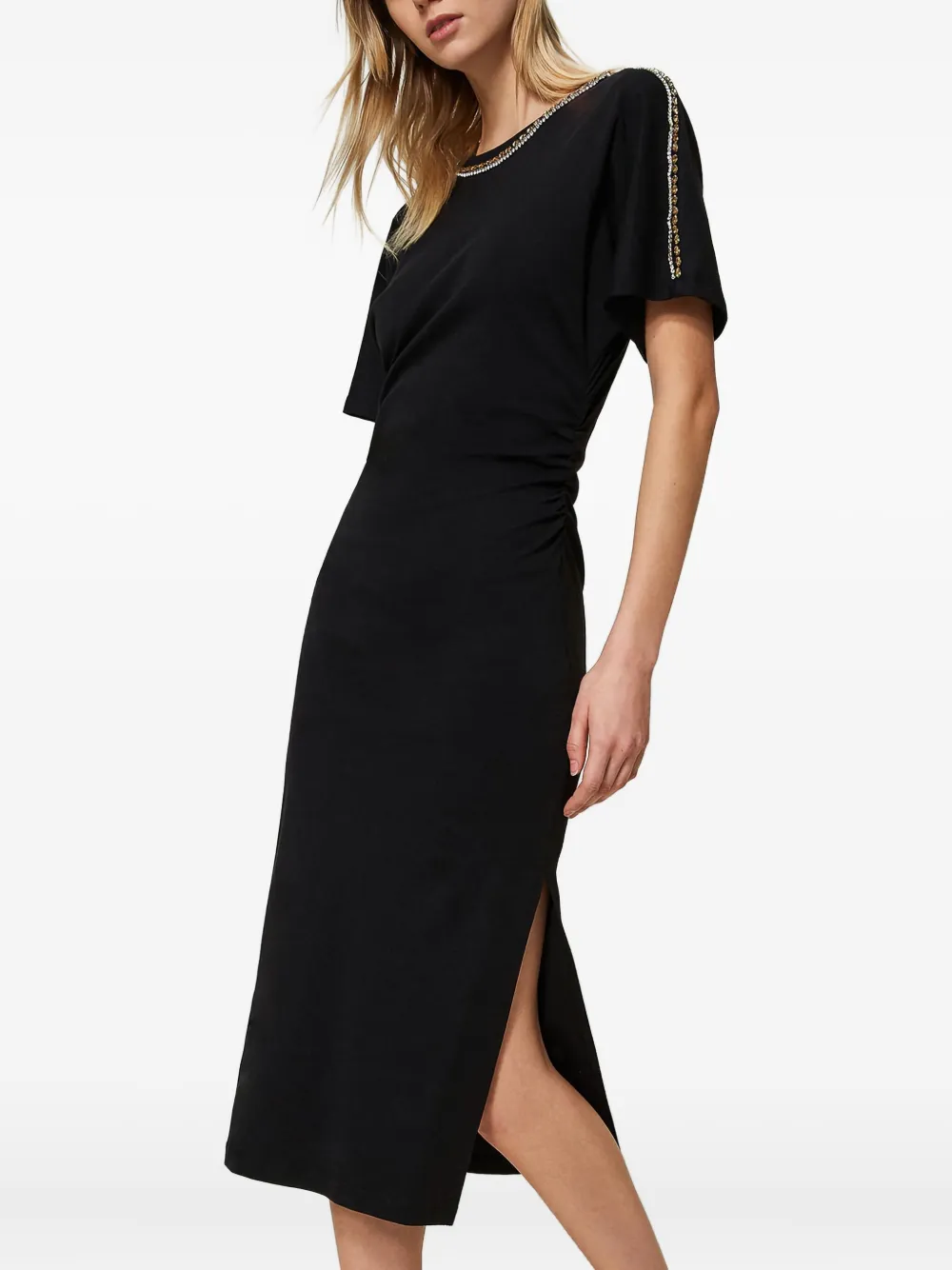 TWINSET rhinestone-embellished midi dress - Zwart