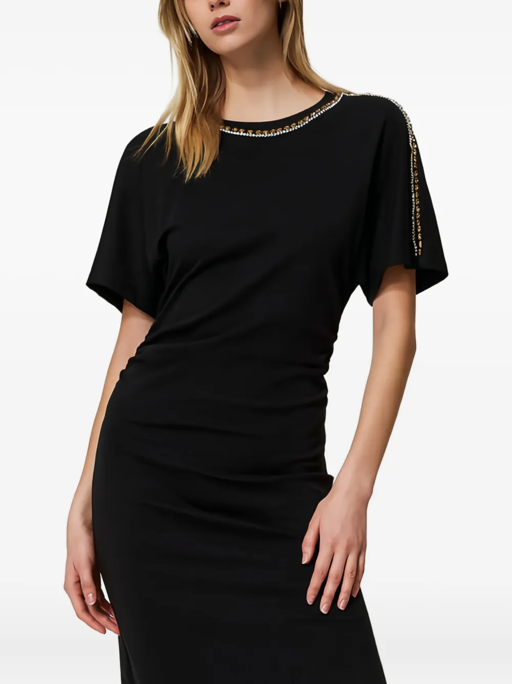 TWINSET Midi-jurk verfraaid met stras Zwart