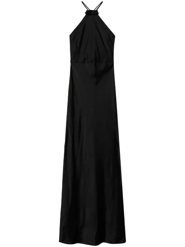 sachin and babi light blue dress TWINSET Halterneck Satin Dress | Black