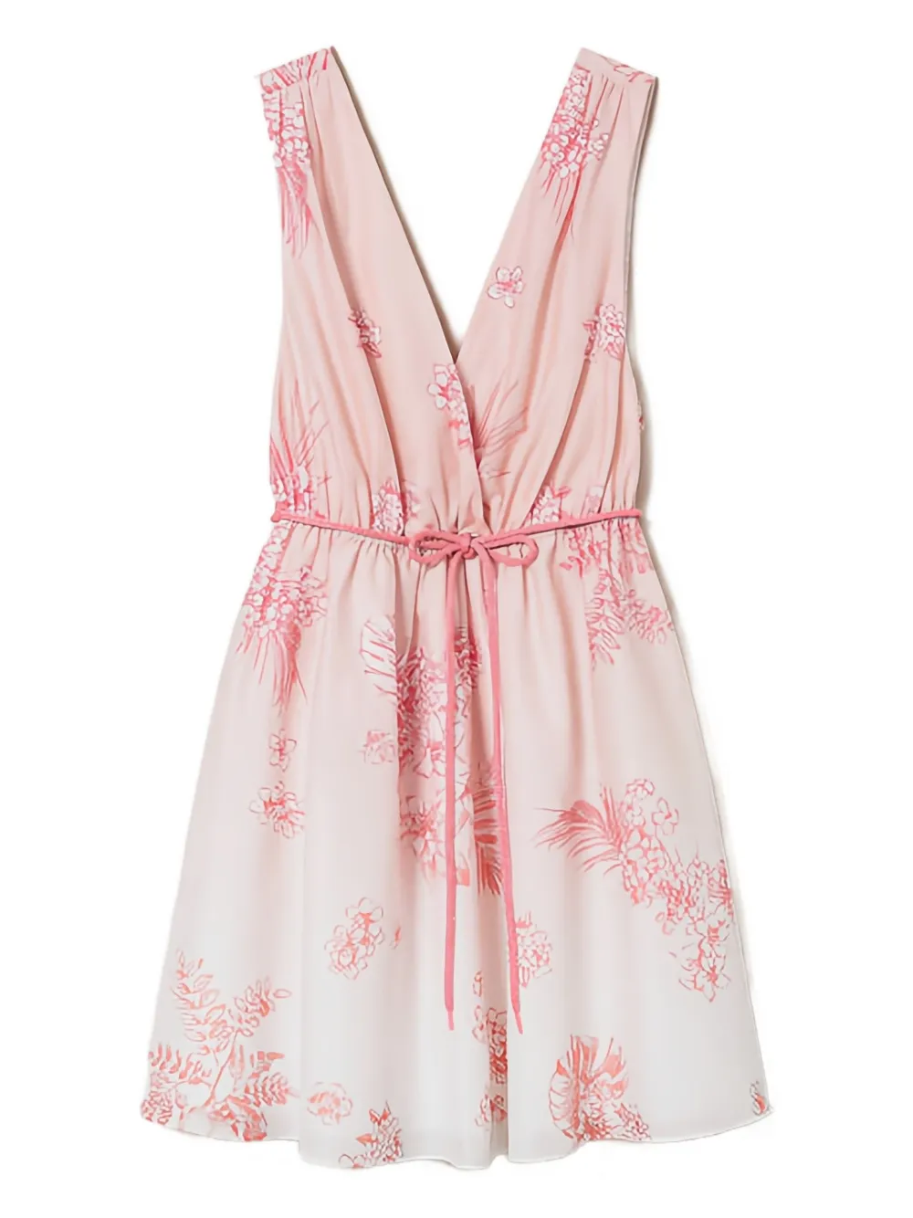Twinset Floral-print Wrap Mini Dress In Pink