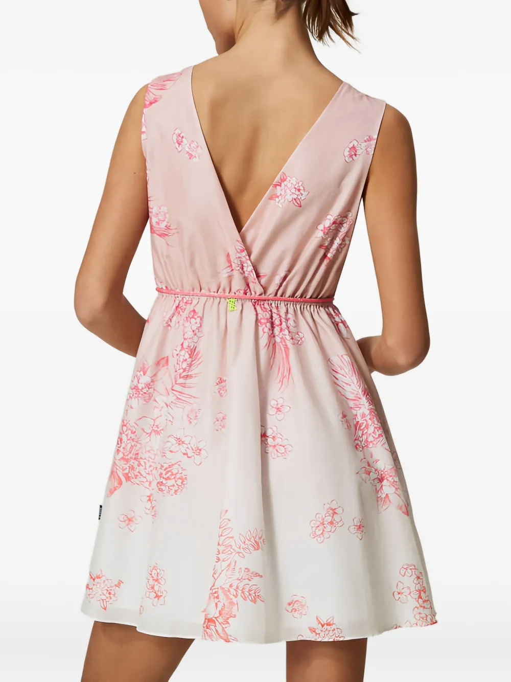 Twinset Floral-print Wrap Mini Dress In Pink