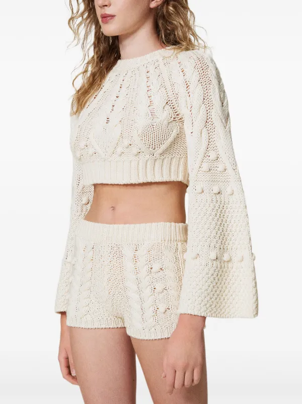 TWINSET Wool Cropped Sweater | White | FARFETCH CA