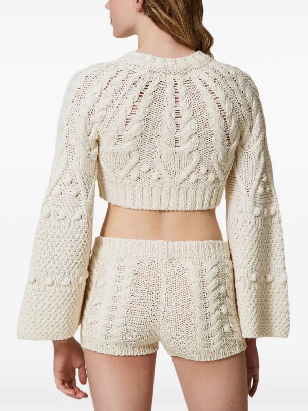 TWINSET Wool Cropped Sweater | White | FARFETCH CA