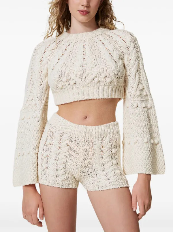 TWINSET Wool Cropped Sweater | White | FARFETCH IN