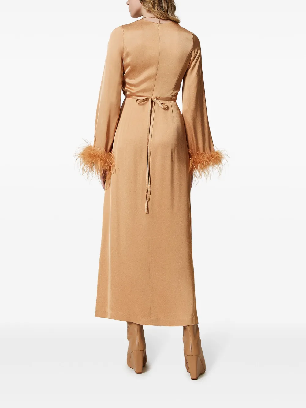 TWINSET Jurk met veren Oranje