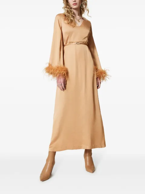 TWINSET feather-detail satin-finish maxi dress 242TP2344 - 2