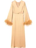 TWINSET feather-detail satin-finish maxi dress - Orange