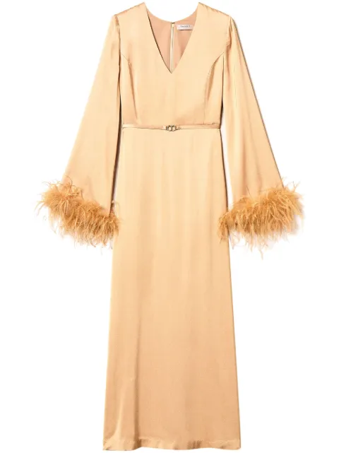 TWINSET feather-detail satin-finish maxi dress 242TP2344 - 0