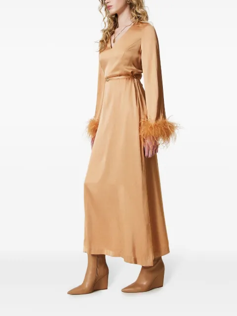 TWINSET feather-detail satin-finish maxi dress 242TP2344 - 1
