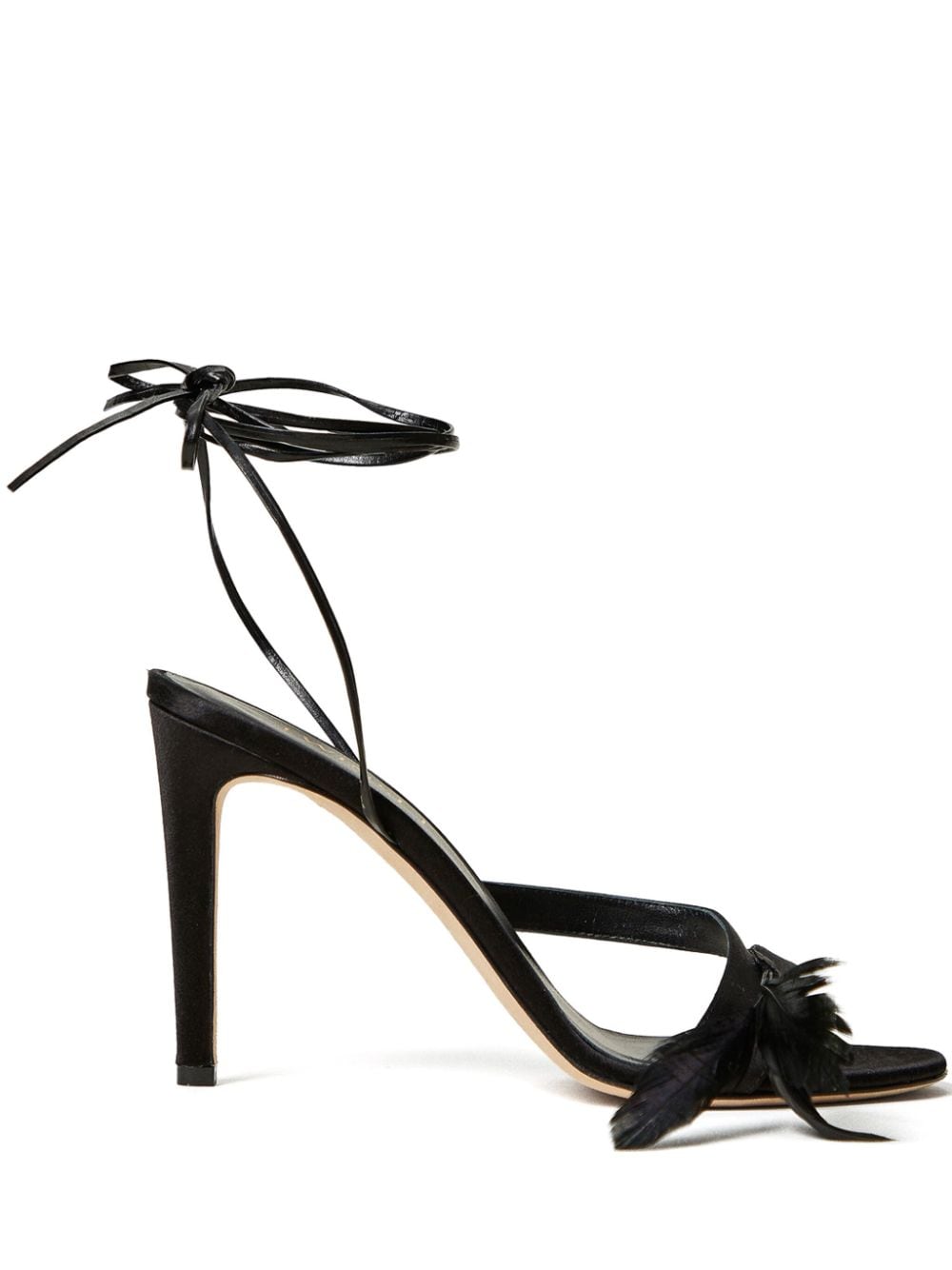 TWINSET 90mm feather-detail sandals Black