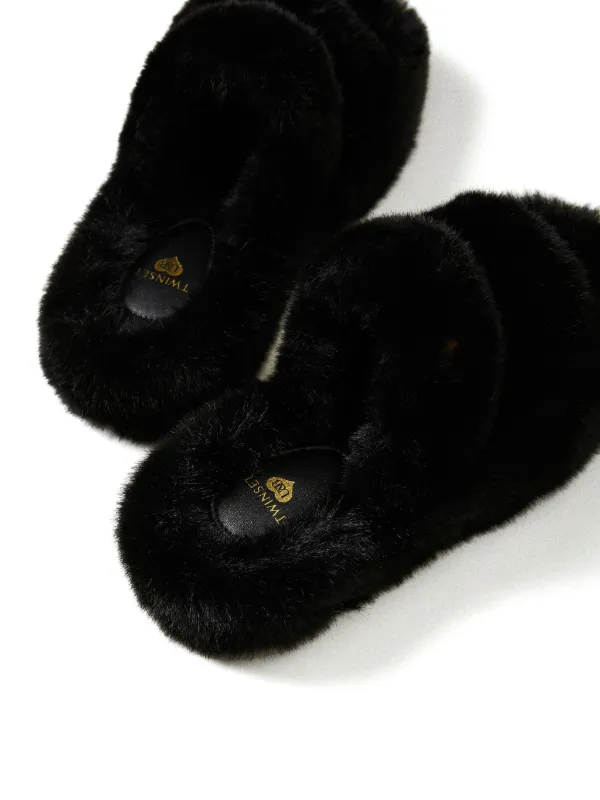 TWINSET faux-fur Slides Black FARFETCH UK