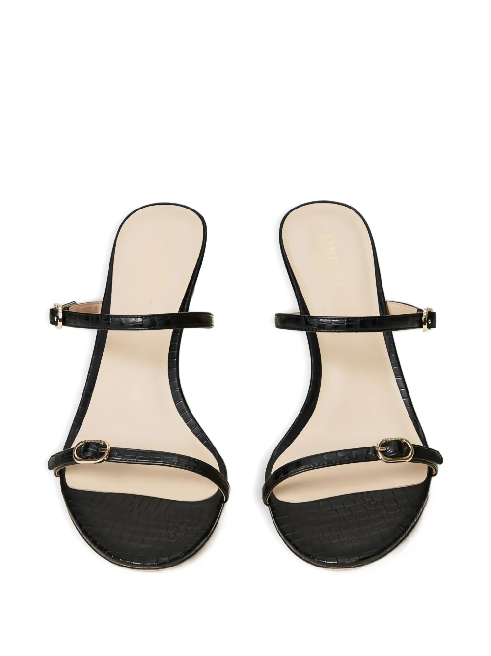 TWINSET 70mm buckled embossed heeled sandals Zwart