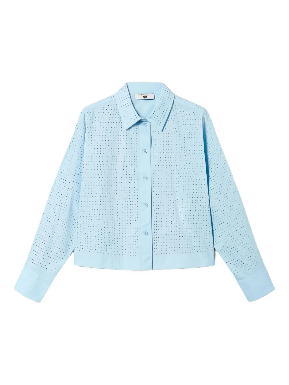 Twinset Rhinestone-embellished Poplin Shirt In Blue
