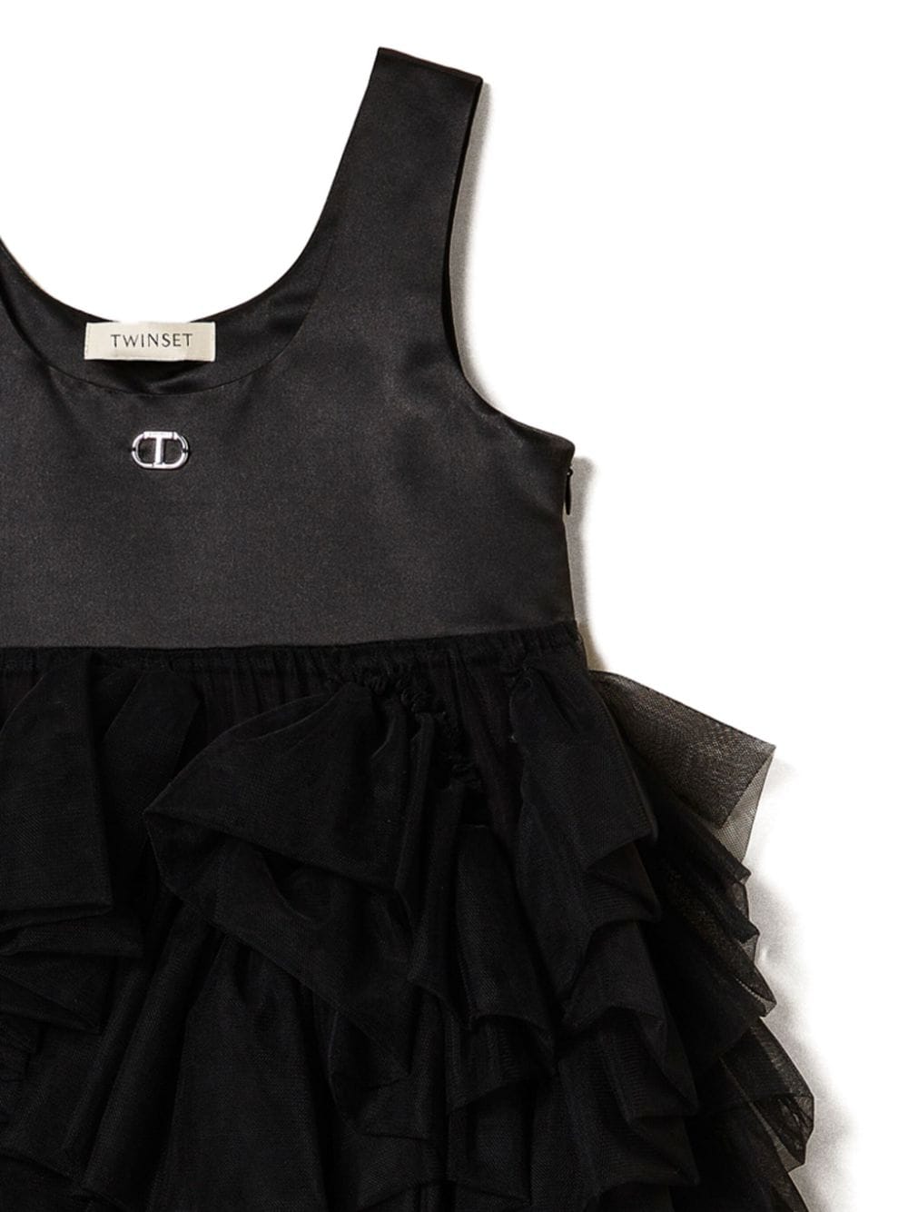 TWINSET Kids Tulen jurk met ruches - Zwart