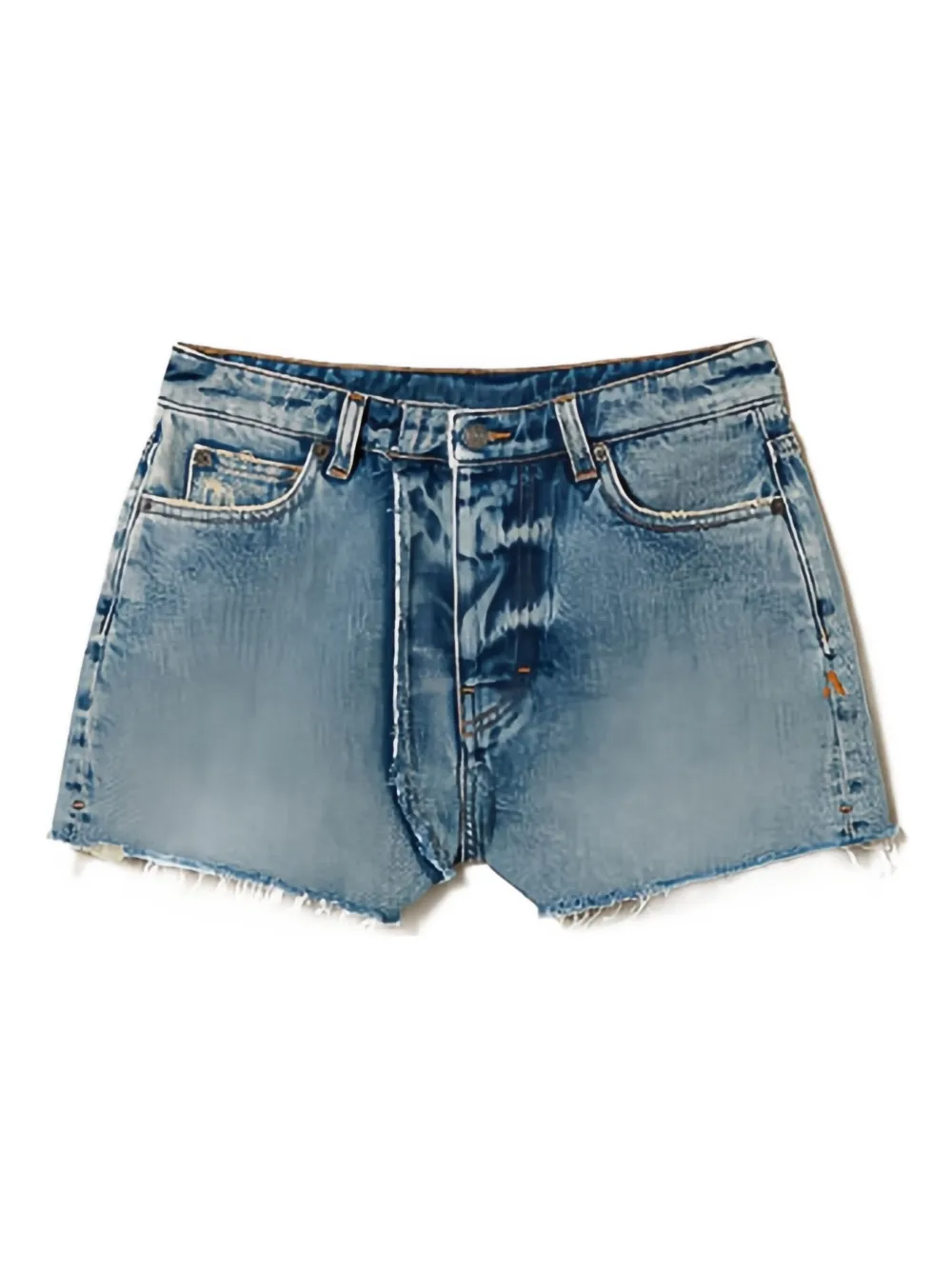 TWINSET frayed-hem denim shorts - Blu
