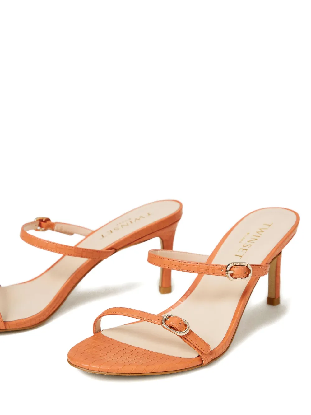 TWINSET 80 mm sandalen met krokodillen-reliëf Oranje
